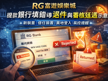 3A娛樂城提款銀行填錯導致退件與審核延遲示意